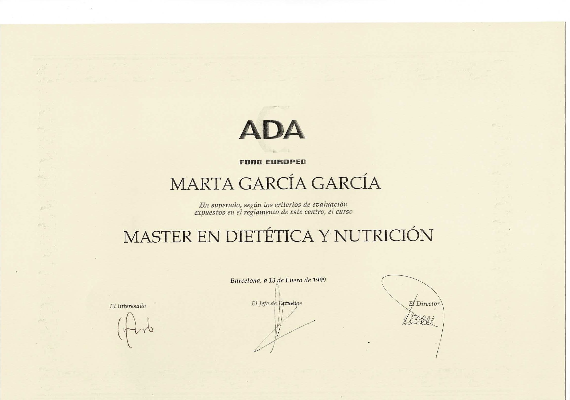 Master Nutricion ADA